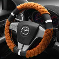 Exquisite Lozenge Pattern Auto Steering Wheel Wrap Velvet 15 Inch 38CM - Brown