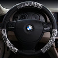 Fashion Auto Steering Wheel Wrap PU Leather 15 Inch 38CM - Grey