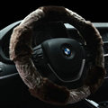 Fluffy Auto Steering Wheel Wrap Velvet 15 Inch 38CM - Brown