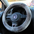 Free Leopard Print Car Steering Wheel Covers Velvet 14 Inch 36CM - Grey