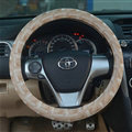 Fringe Car Steering Wheel Wrap Ice Silk 15 Inch 38CM - Beige