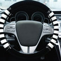 Fringe Car Steering Wheel Wrap Velvet 15 Inch 38CM - Black White