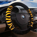 Fringe Zebra Print Car Steering Wheel Wrap Velvet 15 Inch 38CM - Black Yellow