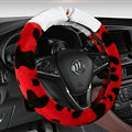 Fun Leopard Print Auto Steering Wheel Wrap Velvet 15 Inch 38CM - Red
