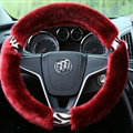 Funky Leopard Print Auto Steering Wheel Wrap Velvet 15 Inch 38CM - Red