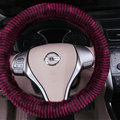Fuzzy Zebra Print Car Steering Wheel Wrap Velvet 15 Inch 38CM - Black Purple