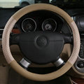 Inexpensive Car Steering Wheel Covers Ice Silk PU Leather 15 Inch 38CM - Beige