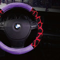 Lovely Leopard Print Auto Steering Wheel Wrap Velvet 15 Inch 38CM - Purple