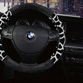 Lovely Leopard Print Auto Steering Wheel Wrap Velvet 15 Inch 38CM - White