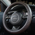 Luxury Car Steering Wheel Covers Cow Genuine Leather 15 Inch 38CM - Brown