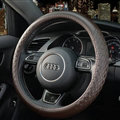 Luxury Car Steering Wheel Wrap Cow Genuine Leather 15 Inch 38CM - Brown