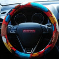 Personalized Flower Auto Steering Wheel Wrap Velvet 14 Inch 36CM - Brown