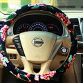 Personalized Flower Auto Steering Wheel Wrap Velvet 14 Inch 36CM - Red