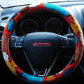 Personalized Flower Auto Steering Wheel Wrap Velvet 15 Inch 38CM - Brown