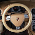 Pretty Auto Steering Wheel Wrap Cow Genuine Leather 15 Inch 38CM - Beige