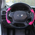 Pretty Car Steering Wheel Covers Sheepskin Leather 15 Inch 38CM - Black Rose