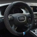 Pretty Car Steering Wheel Wrap Ice Silk PU Leather 15 Inch 38CM - Black