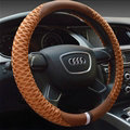 Pretty Car Steering Wheel Wrap Ice Silk PU Leather 15 Inch 38CM - Orange