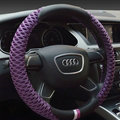 Pretty Car Steering Wheel Wrap Ice Silk PU Leather 15 Inch 38CM - Purple