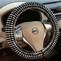 Pretty Polka Dot Auto Steering Wheel Wrap Velvet 15 Inch 38CM - Black White