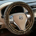 Pretty Polka Dot Auto Steering Wheel Wrap Velvet 15 Inch 38CM - Black Yellow