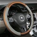 Quality Car Steering Wheel Wrap Ice Silk PU Leather 15 Inch 38CM - Brown