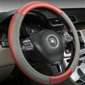Quality Car Steering Wheel Wrap Ice Silk PU Leather 15 Inch 38CM - Red