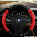 Unique Auto Steering Wheel Covers PU Leather 15 Inch 38CM - Black Red