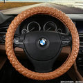 Unique Auto Steering Wheel Covers PU Leather 15 Inch 38CM - Brown