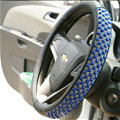 Unique Beaded Car Steering Wheel Cover PU Leather 15 Inch 38CM - Blue
