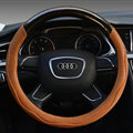 Unique Car Steering Wheel Covers Sheepskin Genuine Leather 15 Inch 38CM - Black Brown