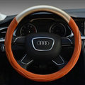 Unique Car Steering Wheel Covers Sheepskin Genuine Leather 15 Inch 38CM - Orange