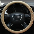 Unique Car Steering Wheel Covers Sheepskin Leather 15 Inch 38CM - Beige