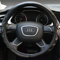 Unique Car Steering Wheel Covers Sheepskin Leather 15 Inch 38CM - Black