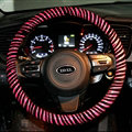 Unique Zebra Print Auto Steering Wheel Covers PU Leather 15 Inch 38CM - Pink