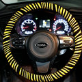 Unique Zebra Print Auto Steering Wheel Covers PU Leather 15 Inch 38CM - Yellow