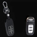 Cool Genuine Leather Key Ring Auto Key Bags Smart for Audi A5 - Black