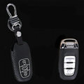 Cool Genuine Leather Key Ring Auto Key Bags Smart for Audi A6 - Black