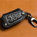 Fashion Genuine Leather Automobile Key Bags Fold for Audi A3 - Black