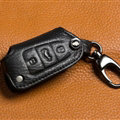 Fashion Genuine Leather Automobile Key Bags Fold for Audi A6L - Black