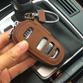 Fashion Genuine Leather Automobile Key Bags Smart for Audi A4L - Brown