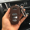 Fashion Genuine Leather Automobile Key Bags Smart for Audi Q5 - Coffee