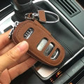 Fashion Genuine Leather Automobile Key Bags Smart for Audi S6 - Brown