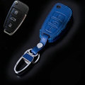 Hand Made Genuine Leather Automobile Key Bags Fold for Audi A7 - Blue