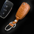 Hand Made Genuine Leather Automobile Key Bags Fold for Audi A7 - Yellow