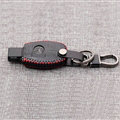 Luxury Genuine Leather Automobile Key Bags Smart for Benz C63 AMG - Black Red