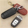 Personalised Genuine Leather Key Ring Zipper Auto Key Bags Smart for Audi A4 - Black