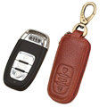 Personalised Genuine Leather Key Ring Zipper Auto Key Bags Smart for Audi A4 - Brown