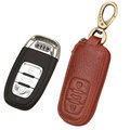 Personalised Genuine Leather Key Ring Zipper Auto Key Bags Smart for Audi A8 - Brown