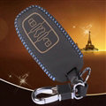 Quality Genuine Leather Key Ring Auto Key Bags Smart for Audi A8L - Blue